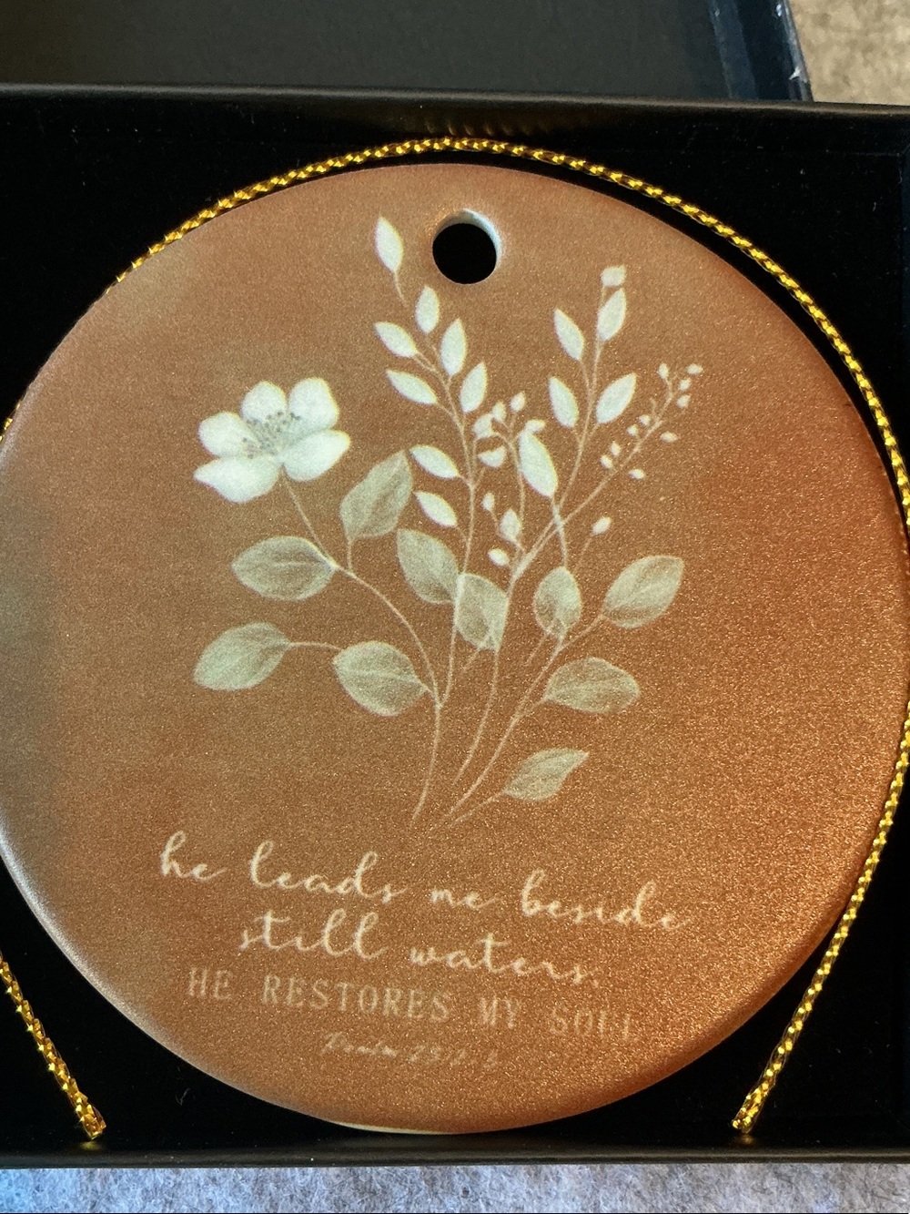 Floral Scripture Ornament in Bronze/Brown- NWT